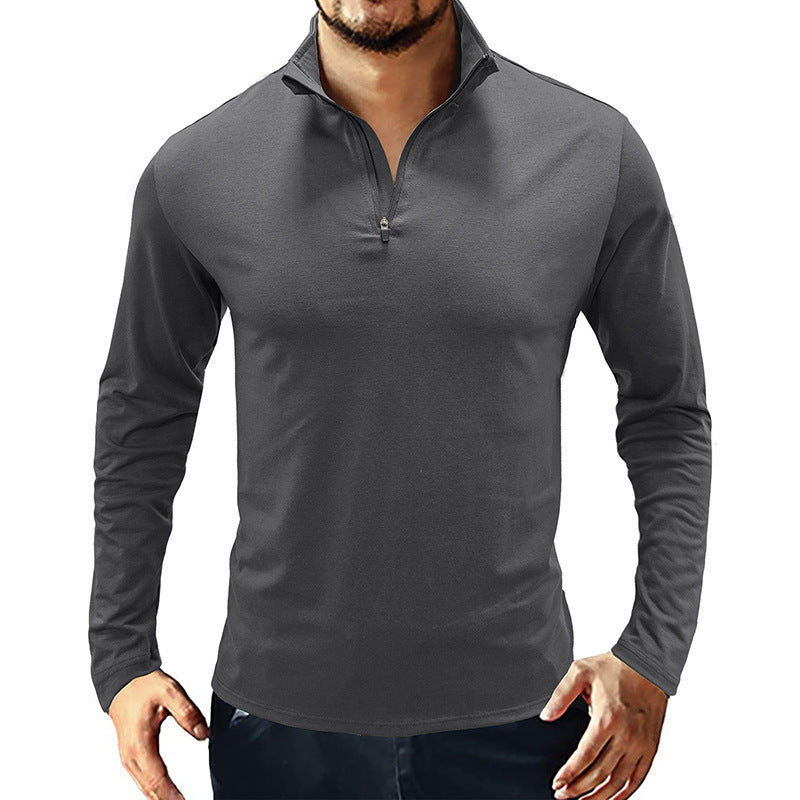 Men's Long Sleeve Polo Shirts Quarter-Zip Basic Cotton Shirts