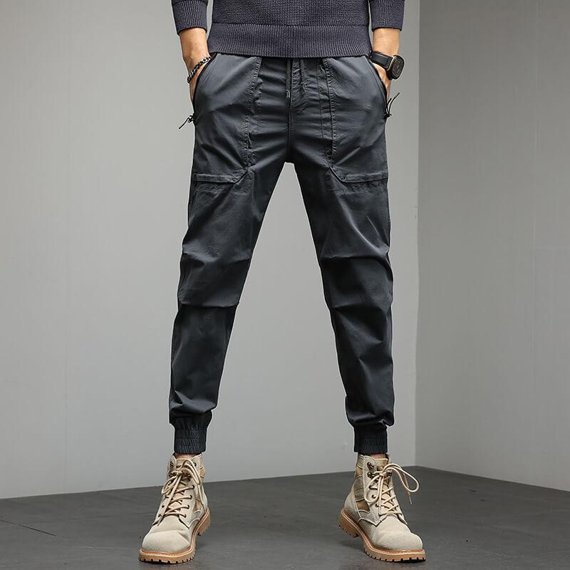 Men Cotton Elastic Waist Jogger Cargo Pants
