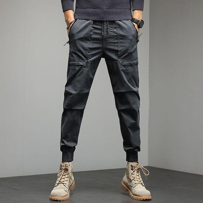 Men Cotton Elastic Waist Jogger Cargo Pants