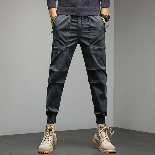 Men Cotton Elastic Waist Jogger Cargo Pants