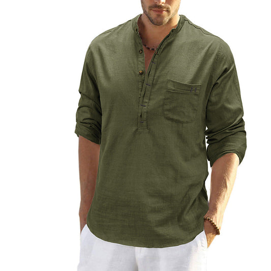 Men's  Cotton Linen Long Sleeve Shirt