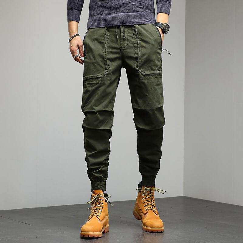 Men Cotton Elastic Waist Jogger Cargo Pants