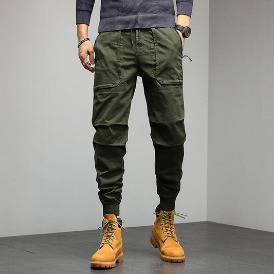 Men Cotton Elastic Waist Jogger Cargo Pants