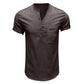 Men's Linen Cotton Summer Henley Shirt