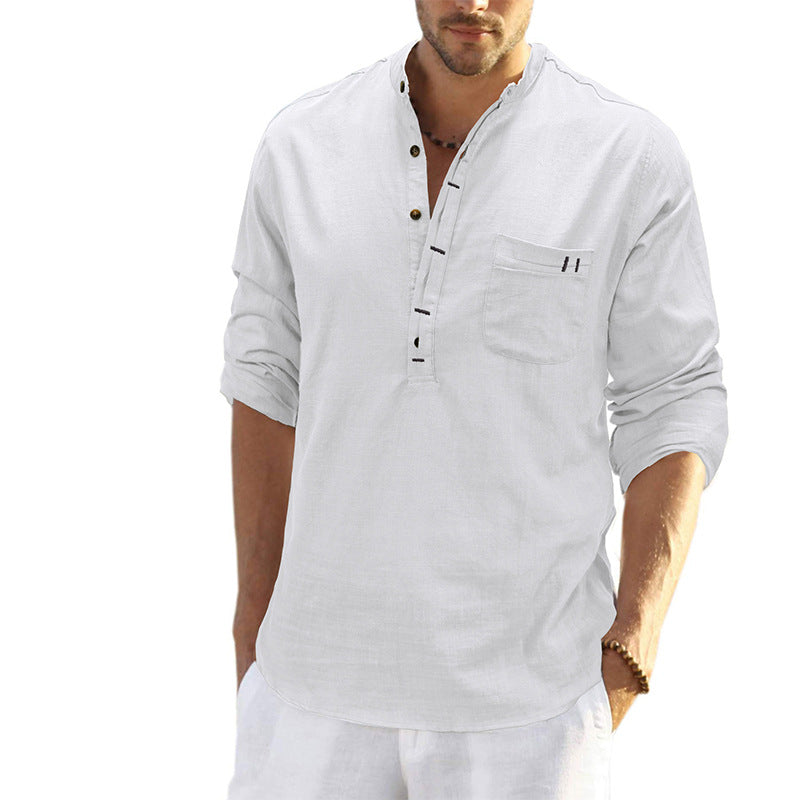Men's  Cotton Linen Long Sleeve Shirt