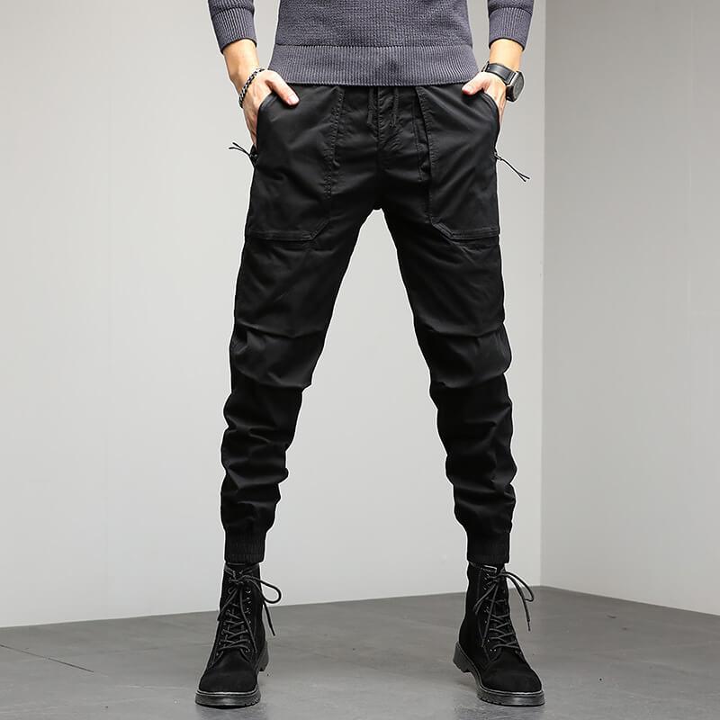 Men Cotton Elastic Waist Jogger Cargo Pants
