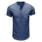 Men's Linen Cotton Summer Henley Shirt