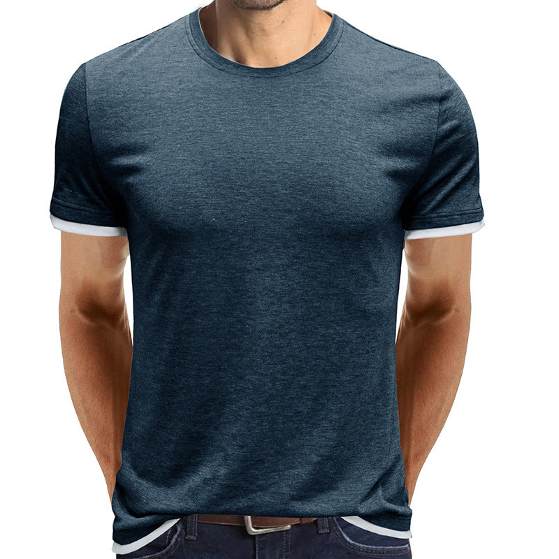 Men Round Neck Short Sleeve T-shirt