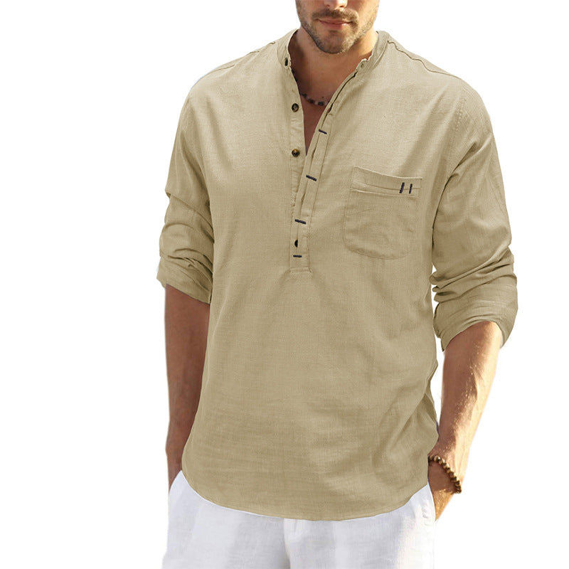 Men's  Cotton Linen Long Sleeve Shirt