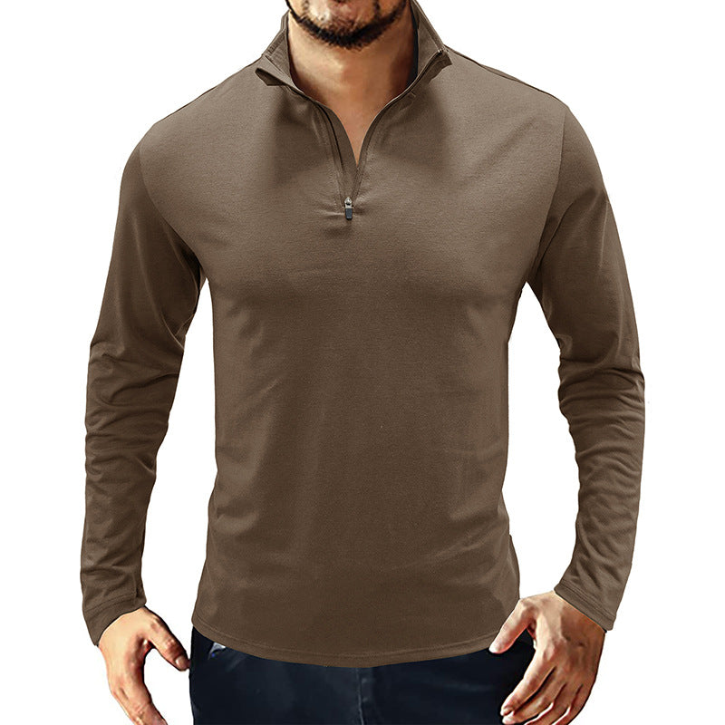 Men's Long Sleeve Polo Shirts Quarter-Zip Basic Cotton Shirts