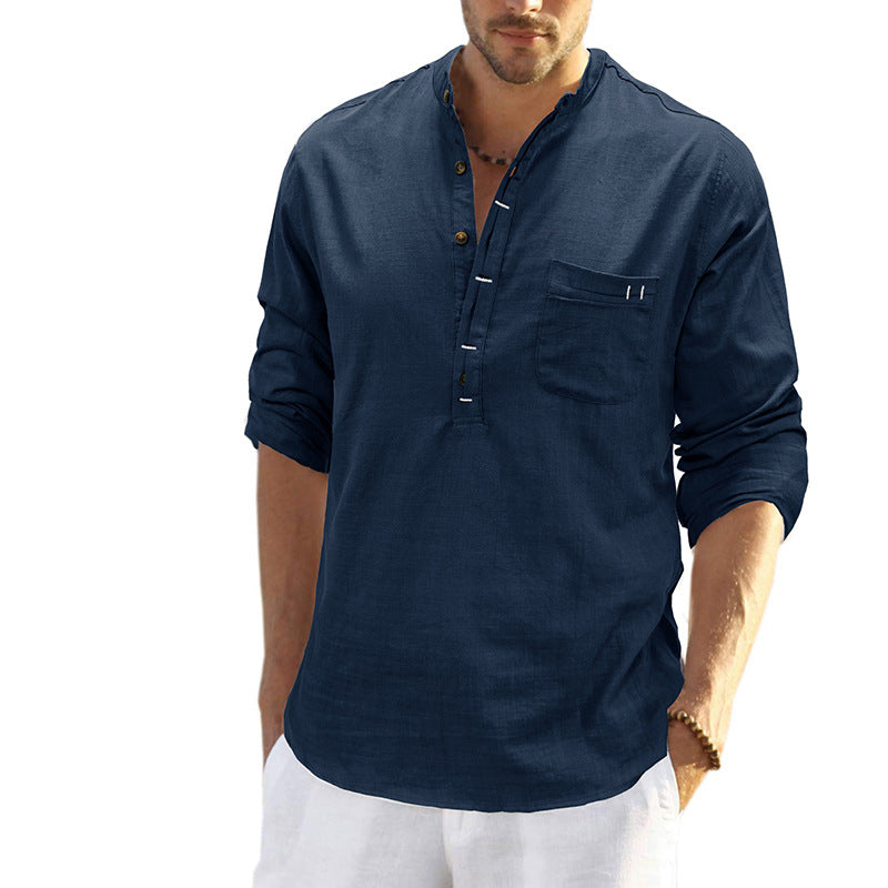 Men's  Cotton Linen Long Sleeve Shirt