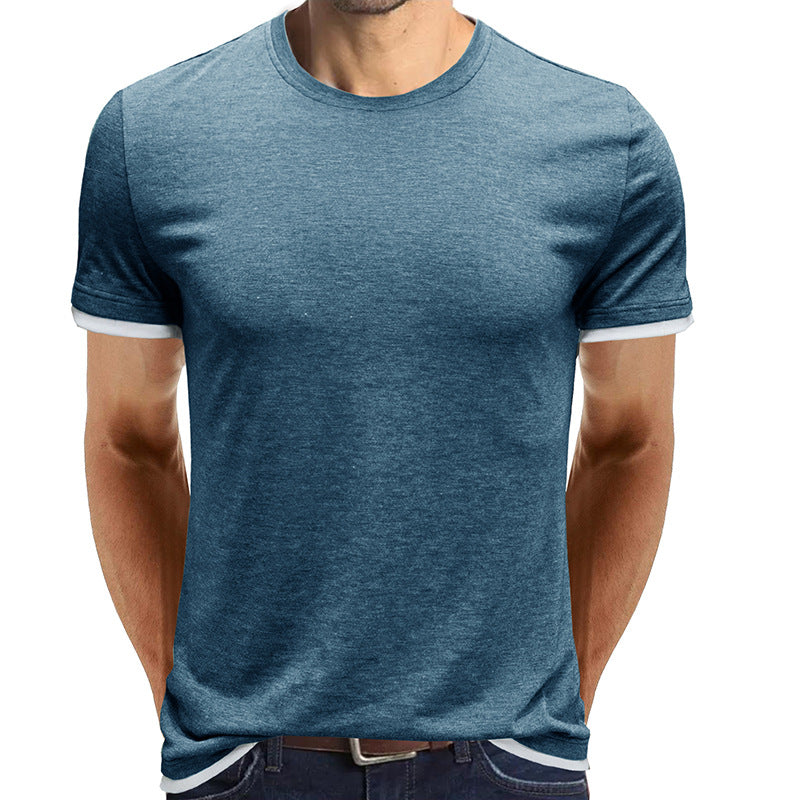 Men Round Neck Short Sleeve T-shirt