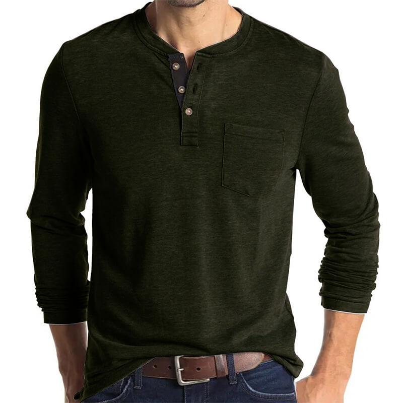 Men's Cotton Multi Colour Henley Collar Long Sleeve Shirts