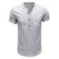 Men's Linen Cotton Summer Henley Shirt