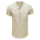 Men's Linen Cotton Summer Henley Shirt